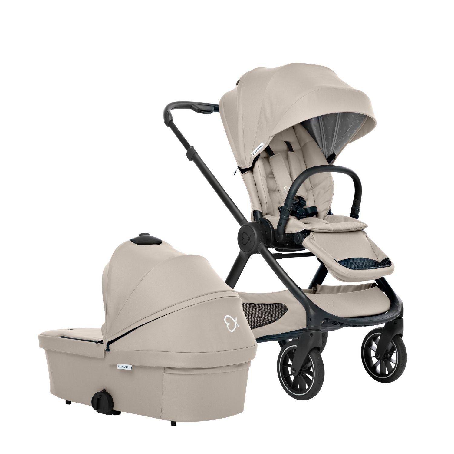 ELSA & EMIL Kinderwagen mit Sportsitz und extra großer Babywanne #farbe_kängurubeige