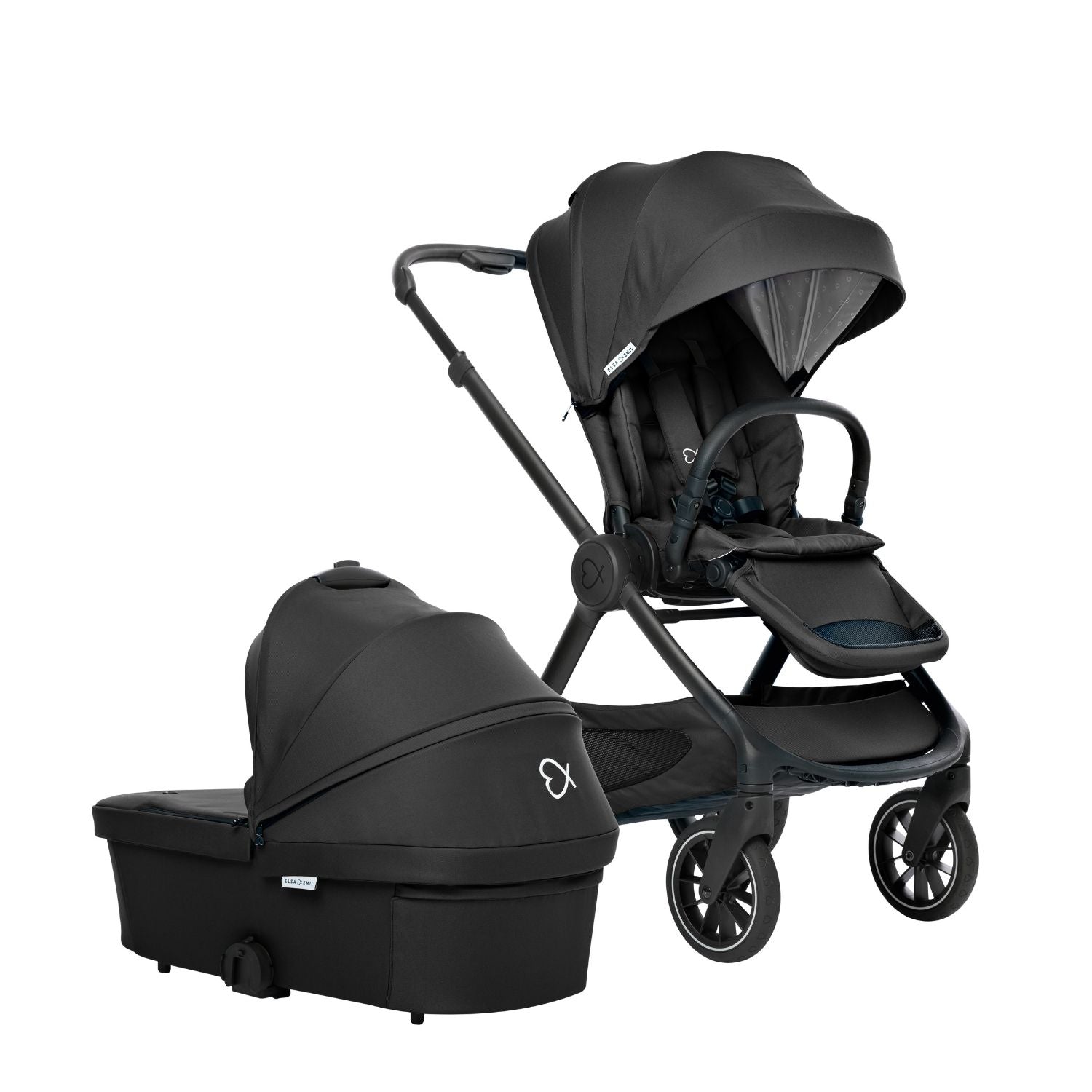 ELSA & EMIL Kinderwagen mit Sportsitz und extra großer Babywanne #farbe_gorillaschwarz