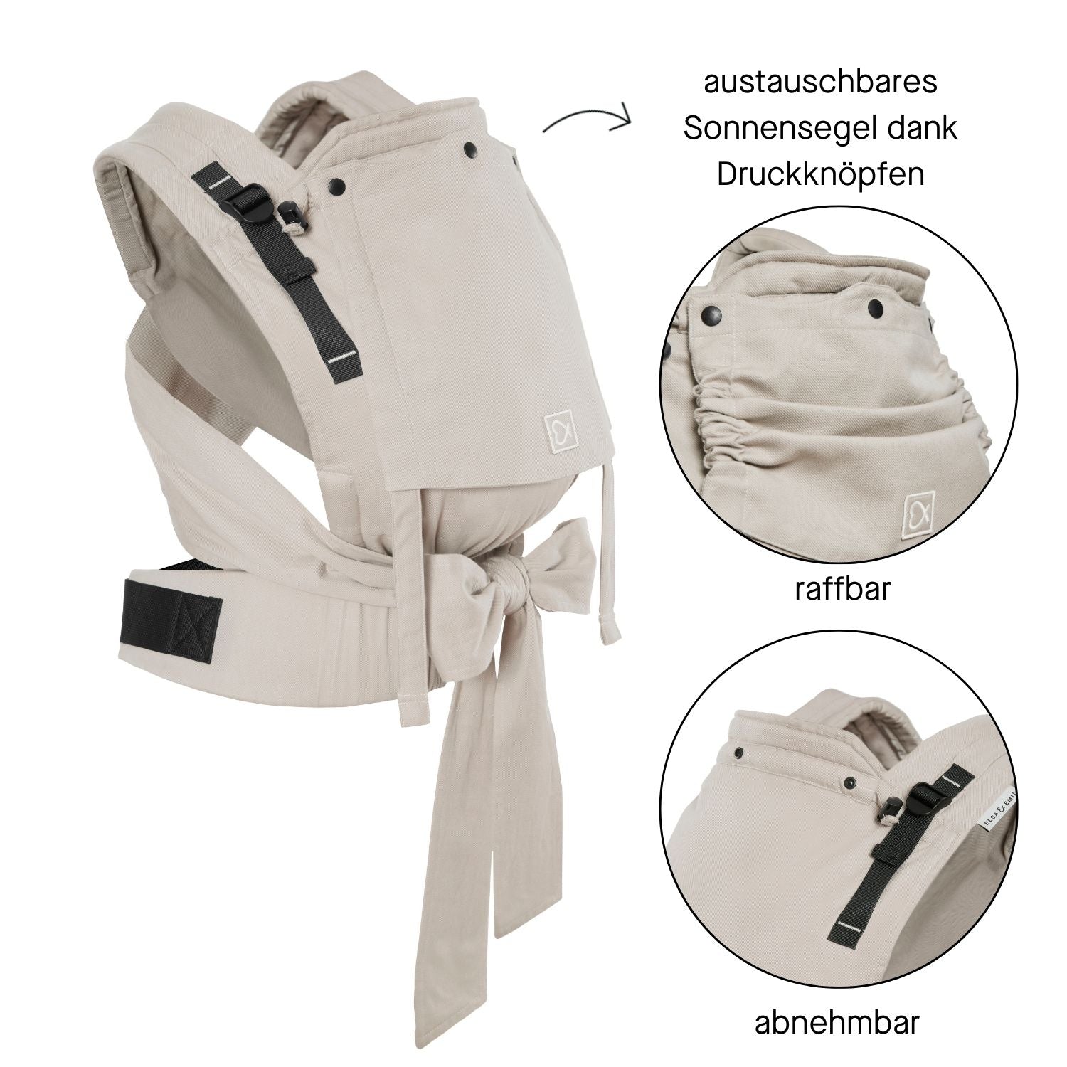 Halfbuckle mit austauschbarem und abnehmbarem Sonnensegel