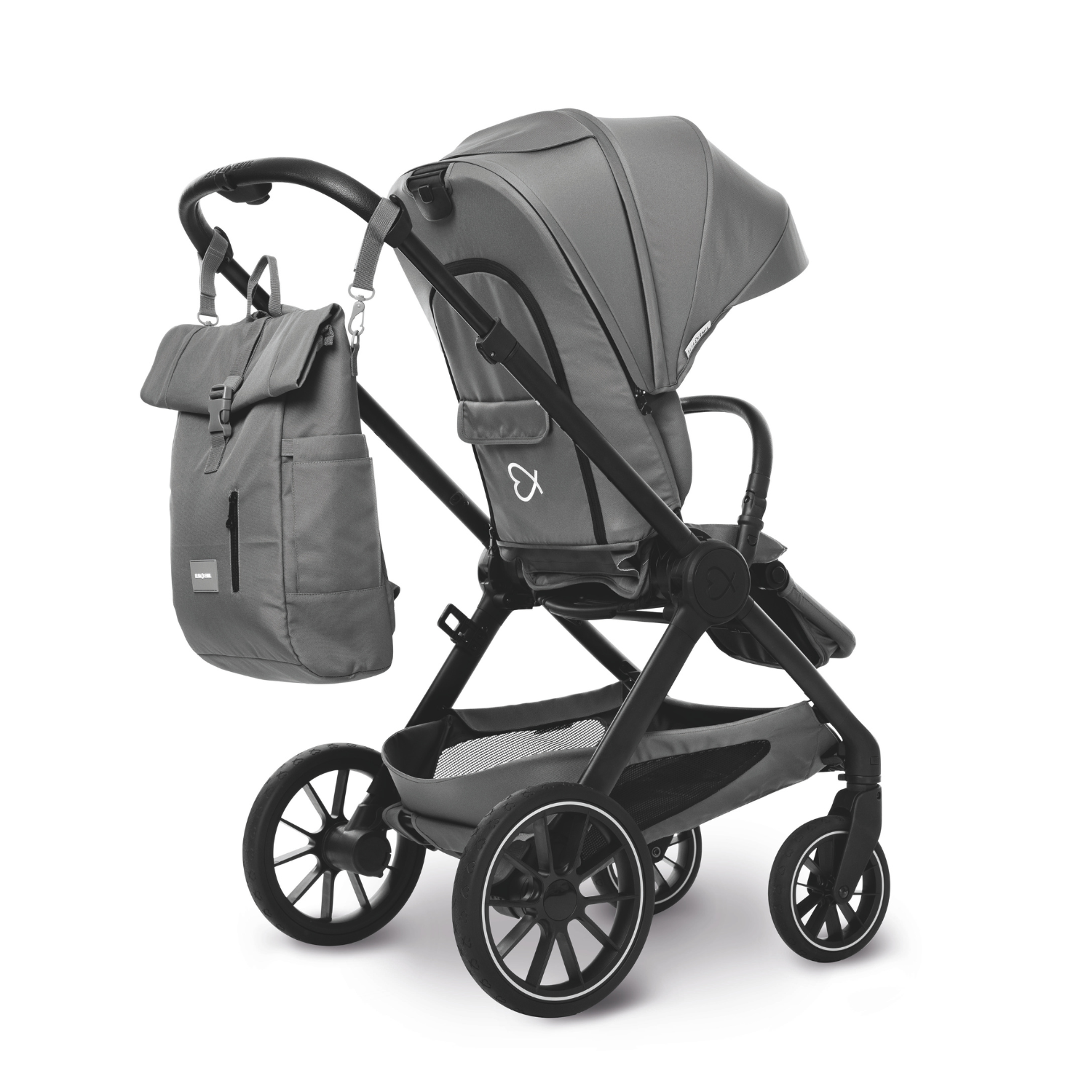 Rucksack am Kinderwagen #farbe_elefantengrau