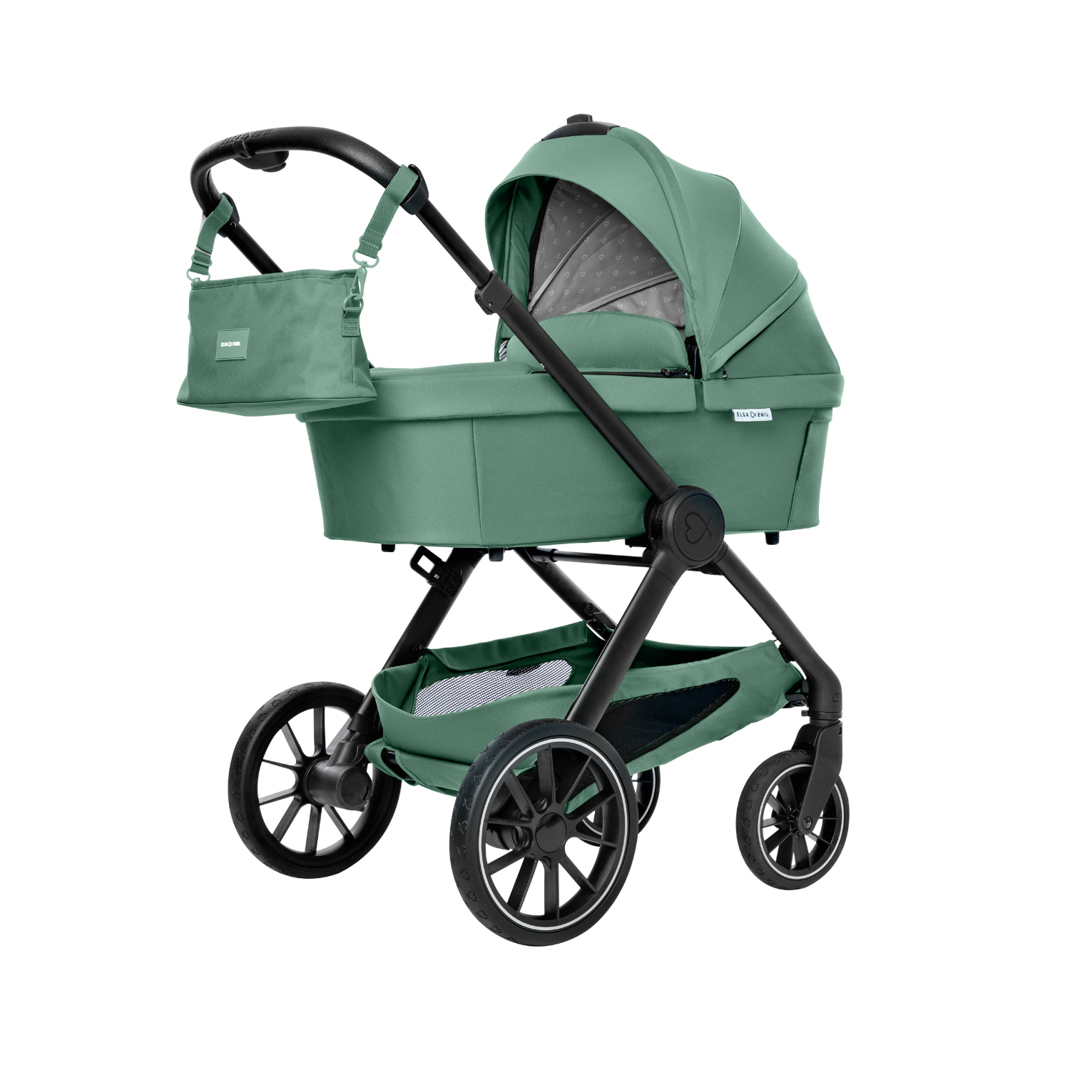 Organizer am Kinderwagen #farbe_krokodilgrün