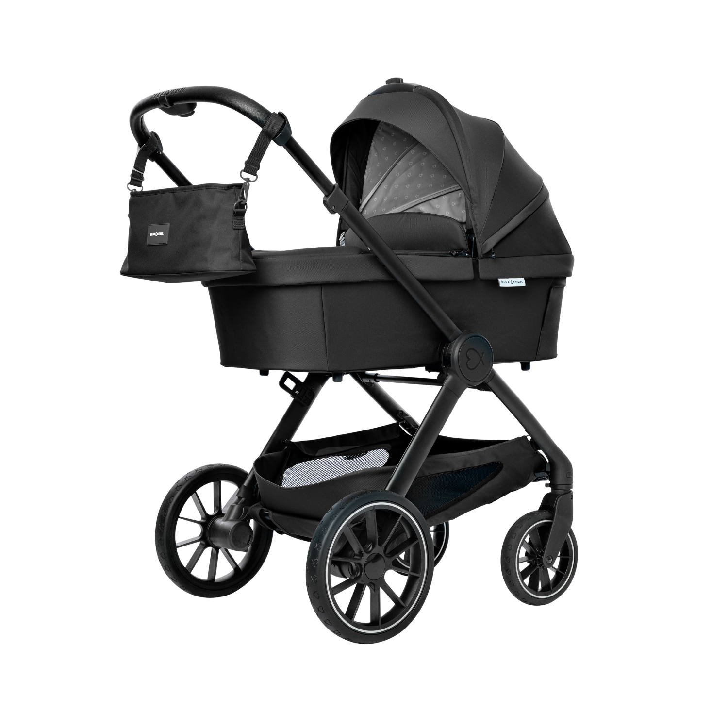 Organizer am Kinderwagen befestigt #farbe_gorillaschwarz