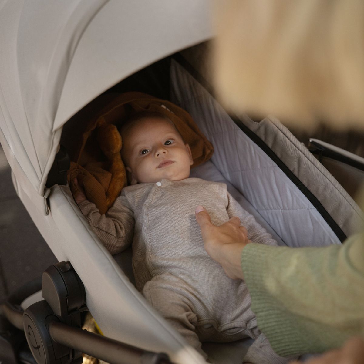 Baby im Kinderwagen #kängurubeige