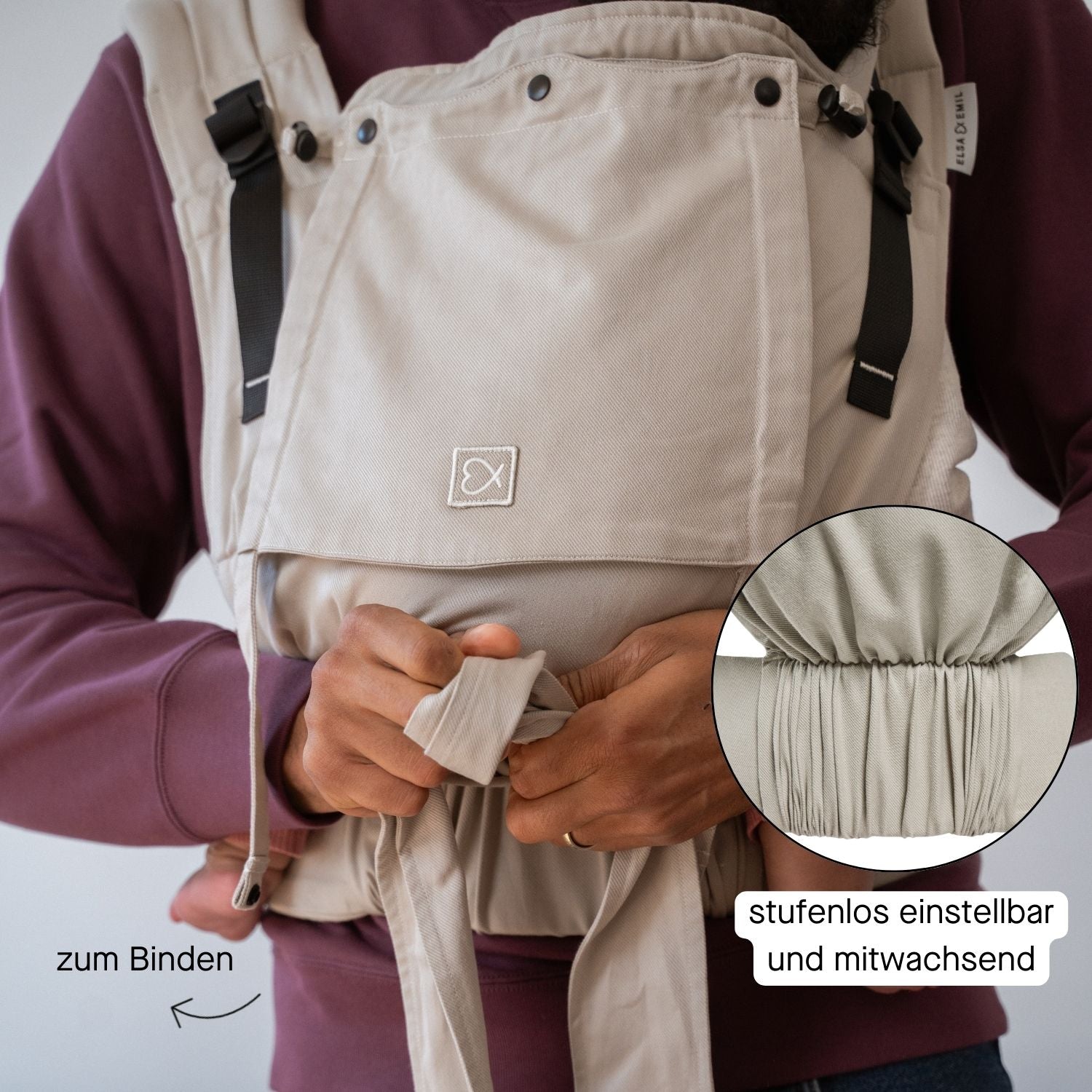 zum Binden und stufenlos einstellbare Halfbuckle