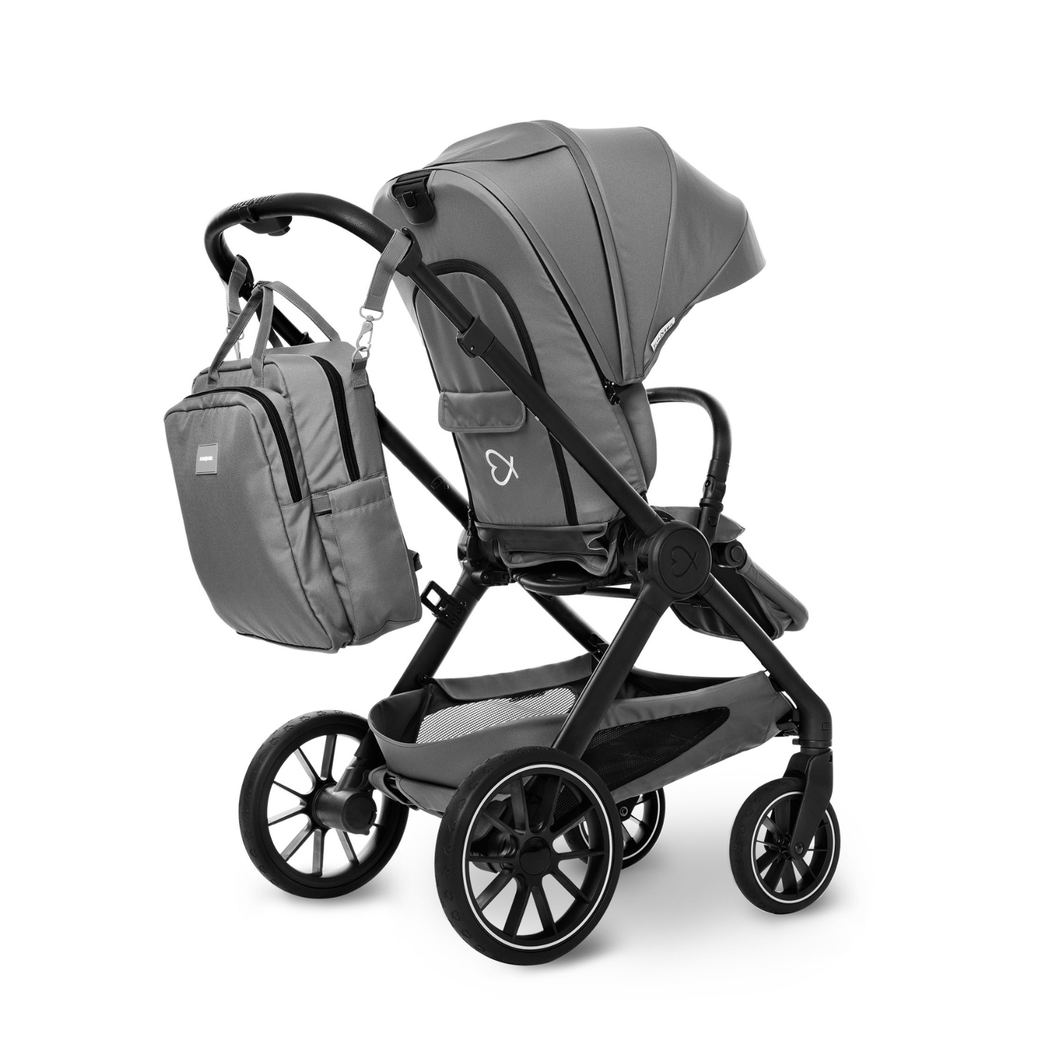 Rucksack am Kinderwagen #farbe_elefantengrau