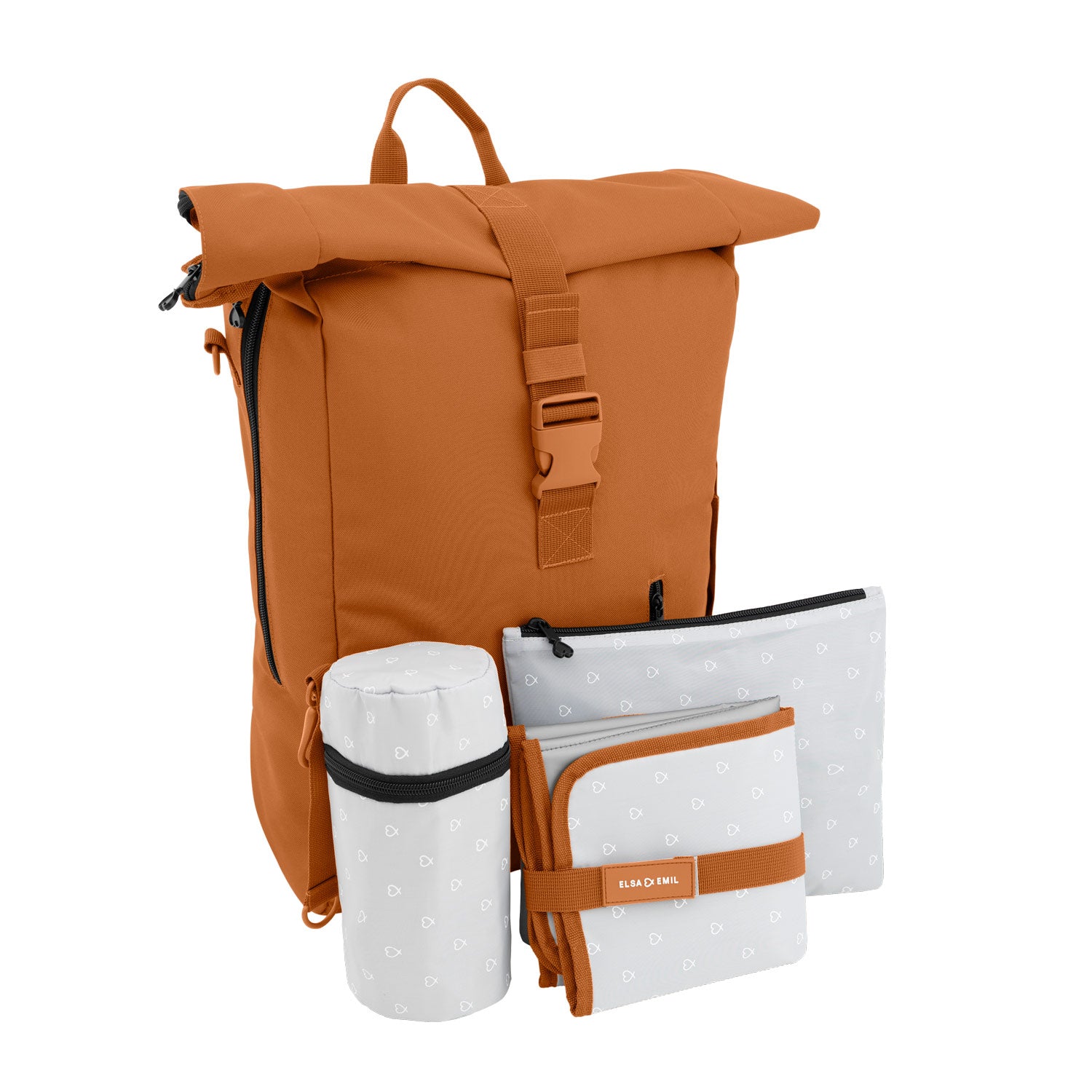 Rolltop Rucksack mit Zubehör #farbe_fuchsrot
