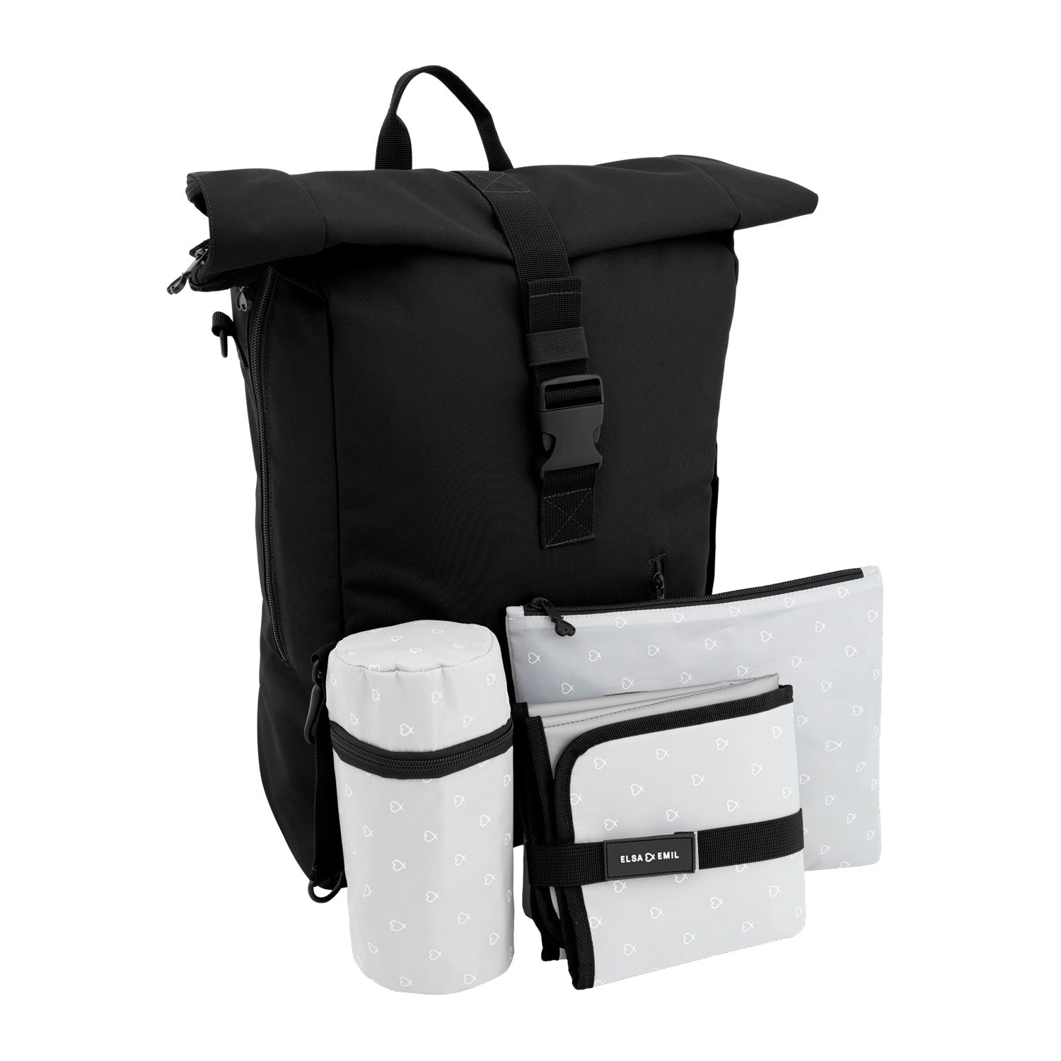 Rolltop Rucksack mit Zubehör #farbe_gorillaschwarz