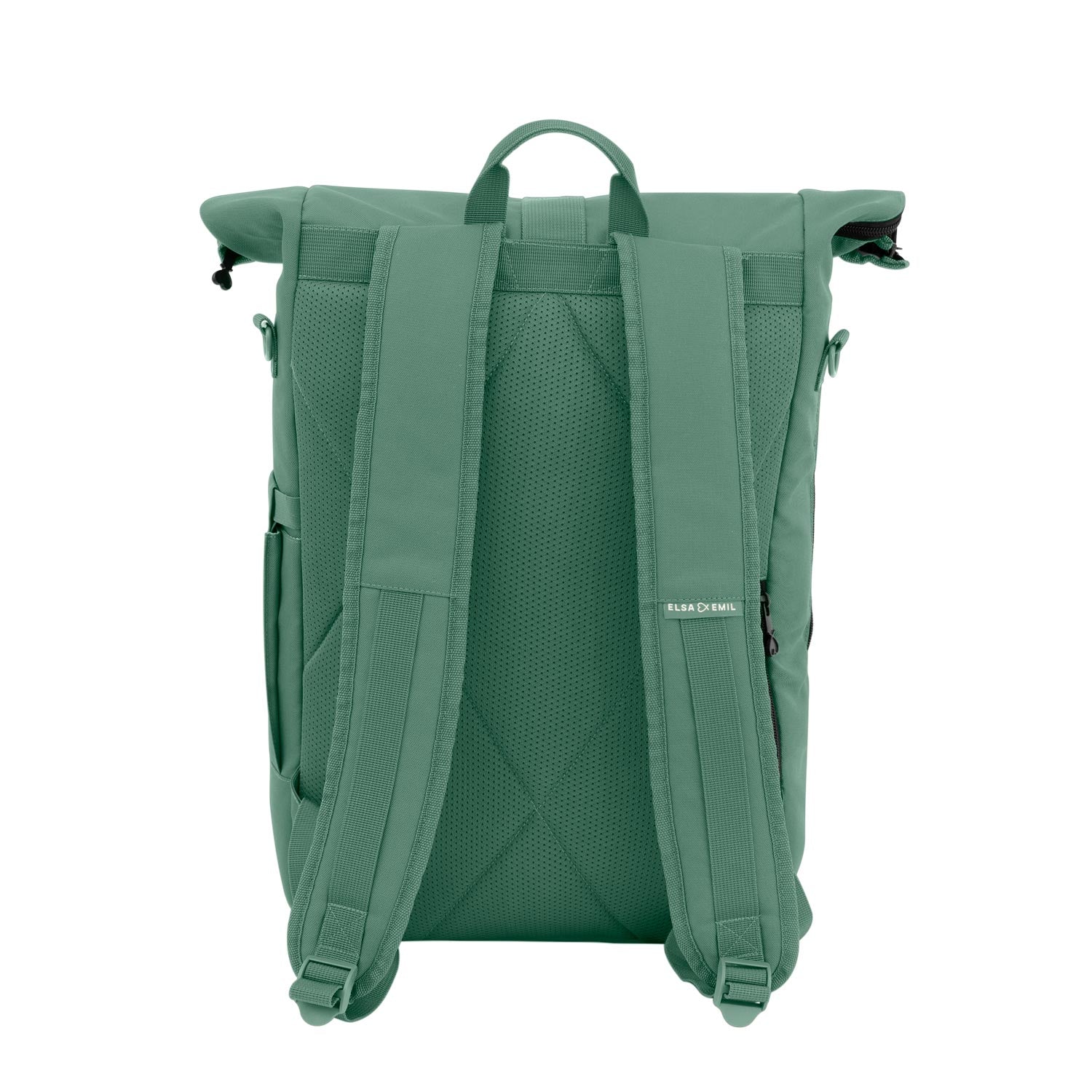 Rolltop Rucksack von hinten #farbe_krokodilgrün