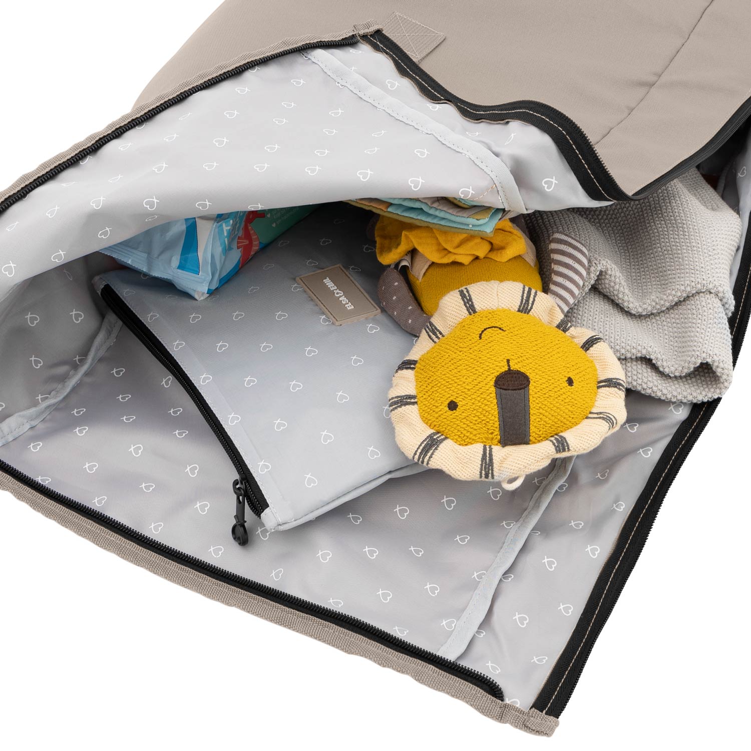 Rolltop Rucksack von innen #farbe_kängurubeige