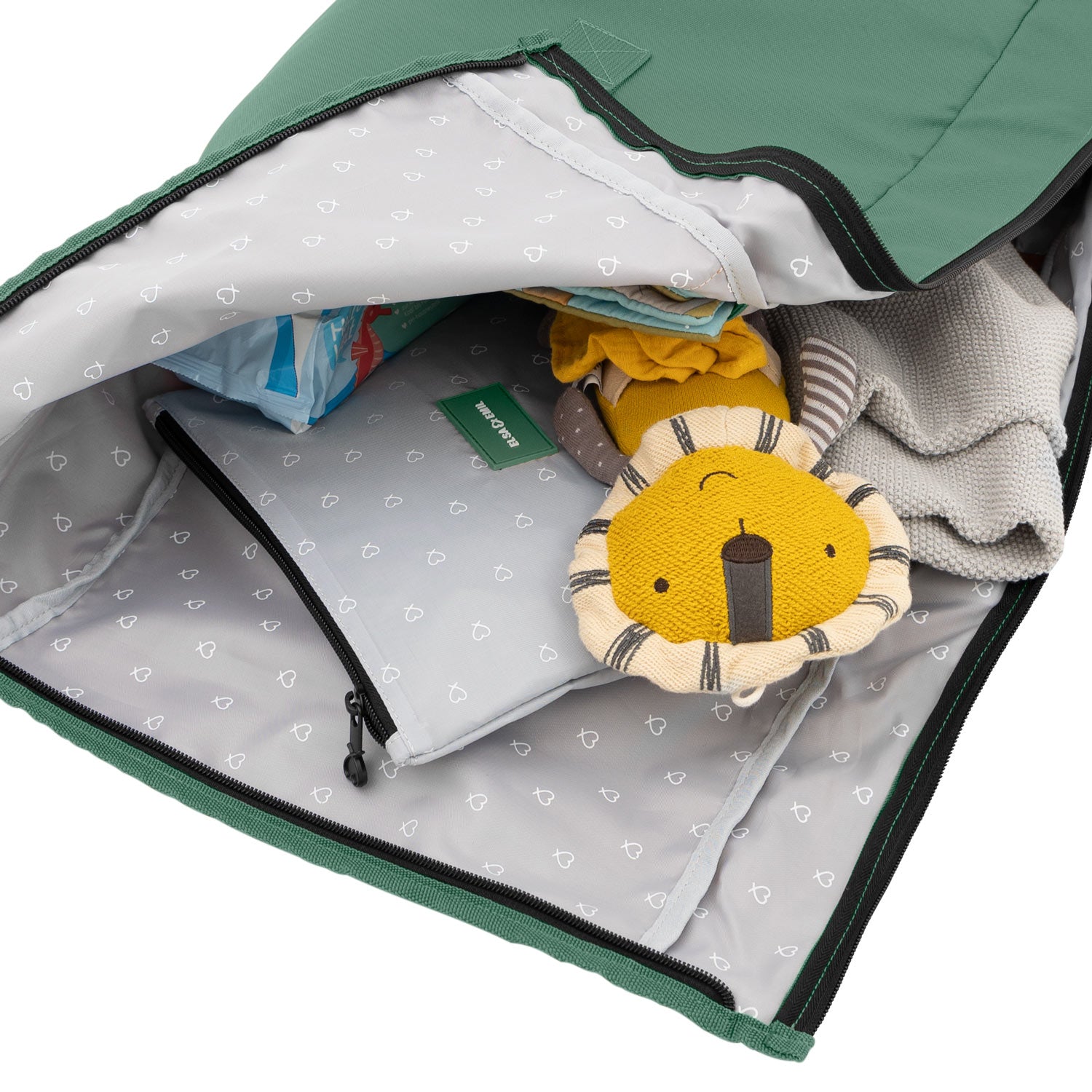 Rolltop Rucksack von innen #farbe_krokodilgrün